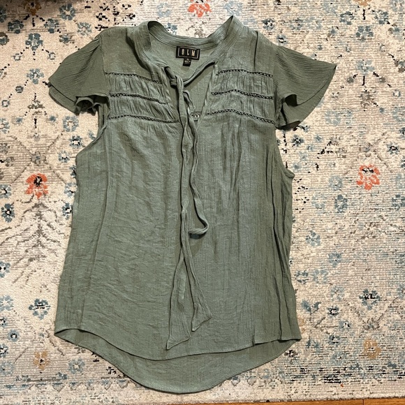 OLM Tops - OLM Sage Green Flutter Sleeve Blouse
